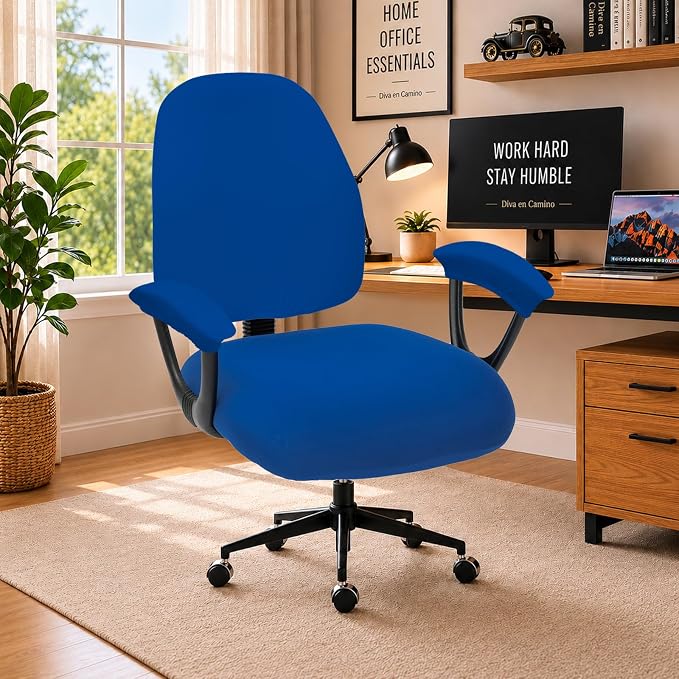 Stretchable Split Office Chair Seat Covers - Universal Stretch Computer Chair Slipcover - Washable Rotating Backrest Coverings & Cushion Protectors & Armrest Covers for Dogs, Cats, Pets