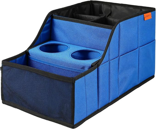 Car Seat Organizer Back Front Captains Seats Storage Travel | Car Organizer, Back Seat Car Organizer, Car Seat Organizer Front Seat – 9 Compartments, 2 Cup Holders – Foldable