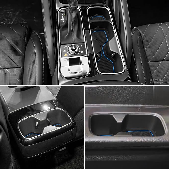 Cup Holder Coaster for Kia Telluride Accessories 2020 2021 2022 2023 2024 2025 Non-Slip Silicone Cup Holder Insert Mat Center Console Protector Liner Pad Interior Decoration 6Pcs (Blue Trim)