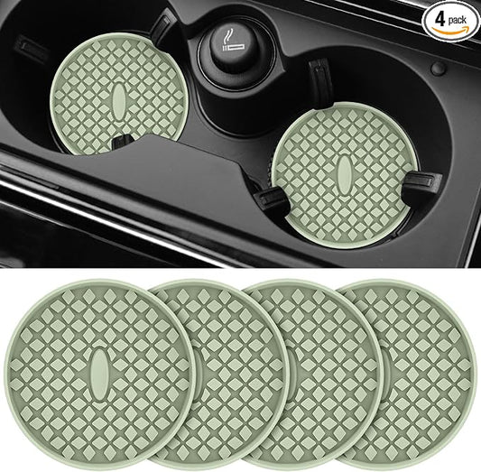 ME.FAN Car Cup Coasters [4 Pack] Silicone Car Coasters/Cup Mats, Non-Slip Recessed Car Interior Accessories Desert Sage
