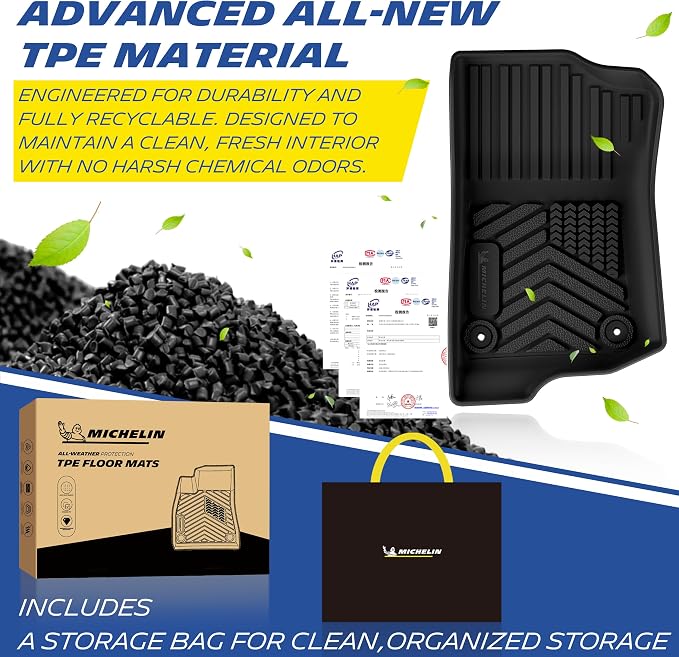 Michelin Vehicle Mats, All-Weather TPE Custom Fit Liner for 2020-2026 Jeep Gladiator JT, Premier