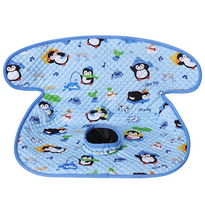 Babenest Car Seat Potty Protector Cover -Waterproof Carseat Training Liner for Baby &Toddler Shower Gift, Dry Piddle Pee Pad with Fun Designs for Strollers & Infant Car Seats (Blue-Penguin, 1 Count)