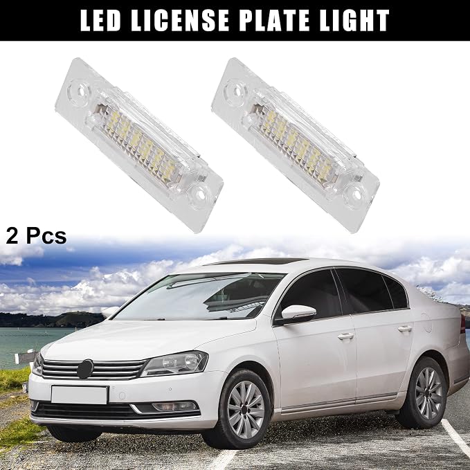 X AUTOHAUX 2pcs LED License Plate Light Car Number Lamp Replacement White Light for Volkswagen Passat 2001-2008 Jetta 2005-2010 Golf 2005-2007