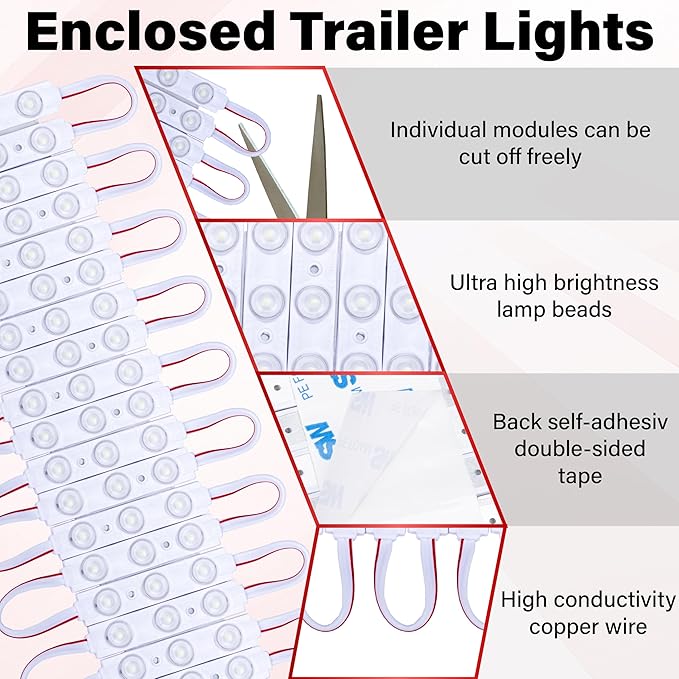 240 Led Van Interior Light Kits, 12V Led Light Strip, Cargo Van Accessories, Ceiling Work Lights Kit, Enclosed Trailer Lights for Truck Vans RV Boats Caravans, 80 Modules(White)