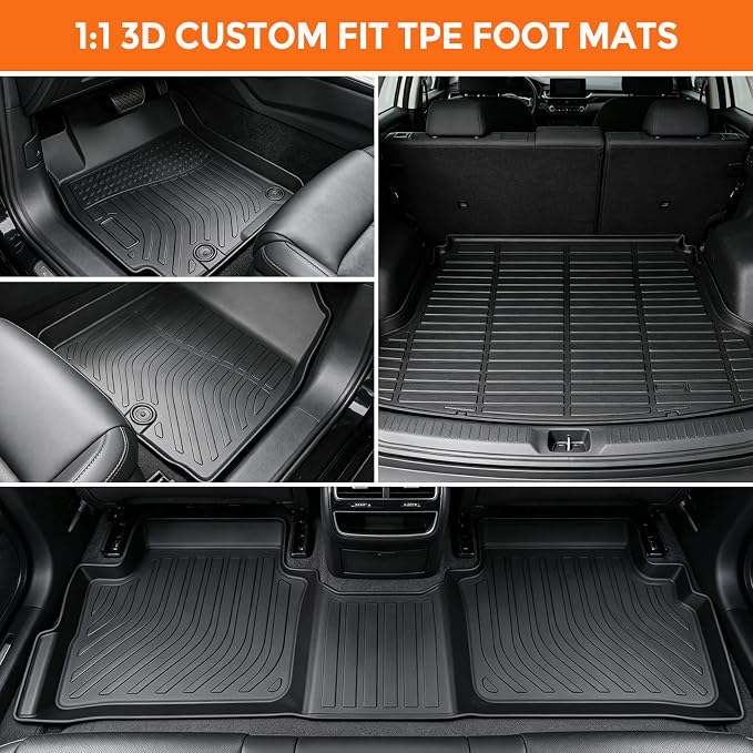 Floor Mats for Kia Forte S/EX/FE/LX/LXS/GT/GT-Line 2019-2026 | Custom Fit Heavy Duty TPE All Weather Protection, Waterproof Non-Slip Black (Two-Row Floor Mats & Cargo Liner)