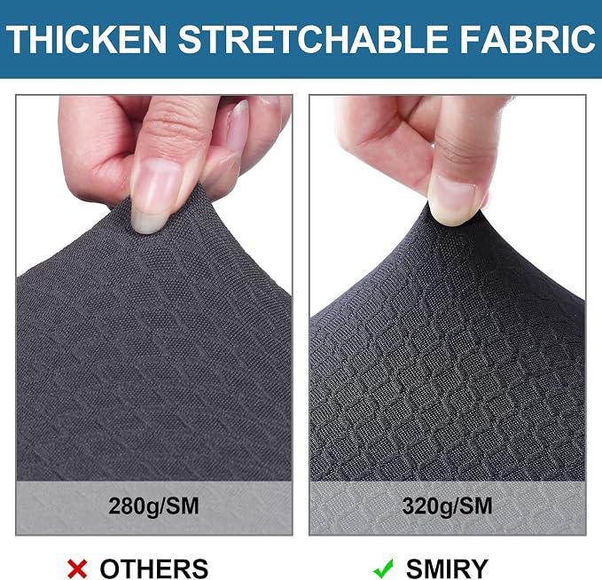 Smiry Waterproof Seat Covers for Dining Room Chairs Set of 4, Stretch Jacquard Removable Washable Chair Seat Slipcovers Protector, No Rear Covers, Dark Grey