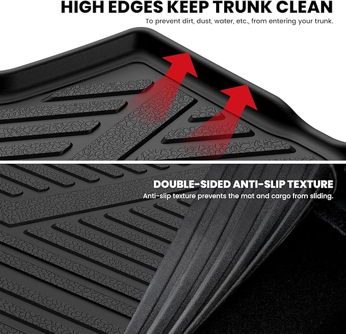 LASFIT Trunk Mat for Volkswagen Jetta 2011-2018, Custom Fit All-Weather TPE Rubber Cargo Mat for VW Jetta Accessories Trunk Liner Cargo Liner, Waterproof, Easy to Clean, Black