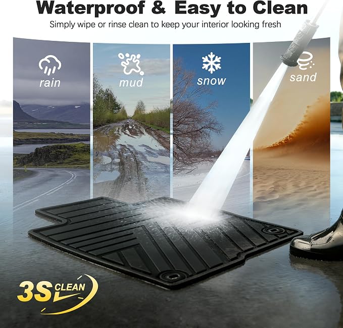 Rubber Floor Mats for Honda Civic Sedan Hatchback Si 2022-2026 | Include Sport but Not for Hybrid, All Weather Car Floor Liners Also Fit for Acura Integra 2023-2026, 1st & 2nd Row, Black
