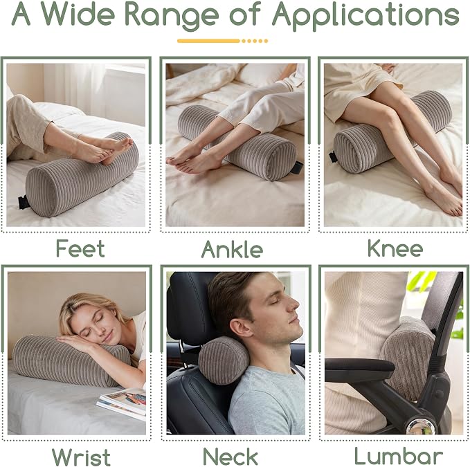 HIGOGOGO Lumbar Roll Lumbar Support Pillow for Office Chairs, Cars, and Gaming Chairs, Back Cushion with Washable Cover & Adjustable Strap to Relieve Back Pain and Improve Posture, 15"x6"x5", Grey