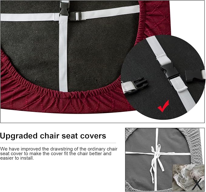 Genina Waterproof Seat Covers for Dining Room Chairs Covers Dining Chair Cover Kitchen Chair Covers (Wine Red, 6 Pcs)