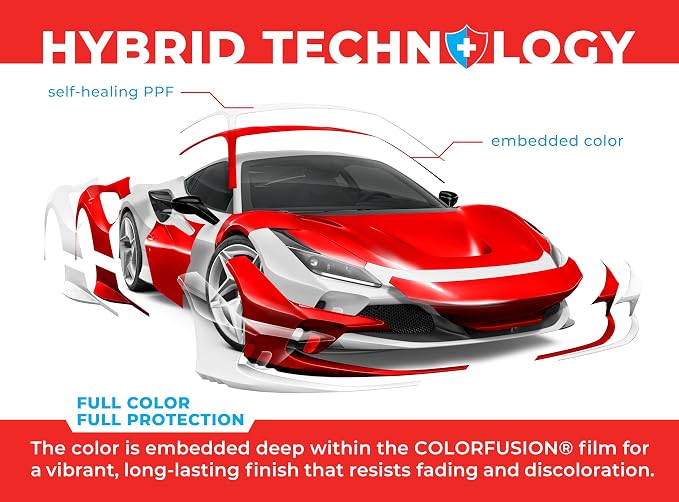 ColorFusion PPF by VViViD, Gloss Ultra Red Dry Apply PPF Vinyl Car Wrap Roll 1ft x 5ft