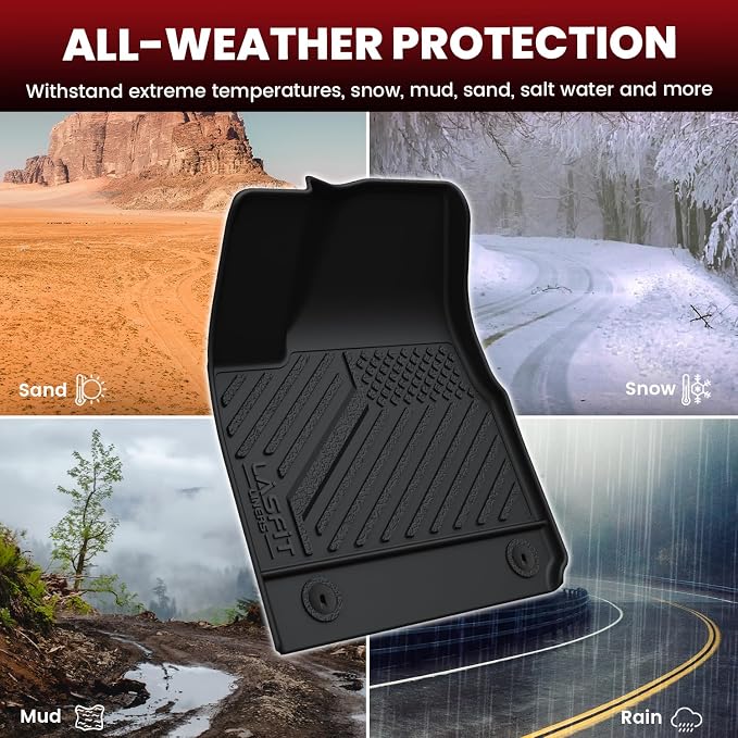 LASFIT Floor Mats & Cargo Mats Fits for Hyundai Ioniq 5 2024 2023 2022 Movable Console (Limited Models), All Weather TPE Custom Fit Floor Liners for 1st and 2nd Rows Car Mats & Trunk Mats, Black