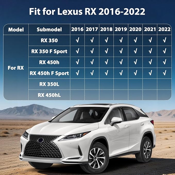 Floor Mats & Cargo Liner for 2016-2022 Lexus RX 350 | RX 450h (NOT for RXL) | Custom Fit Floor Liners All Weather Protection TPE Car Mats Accessories Waterproof Anti-Slip