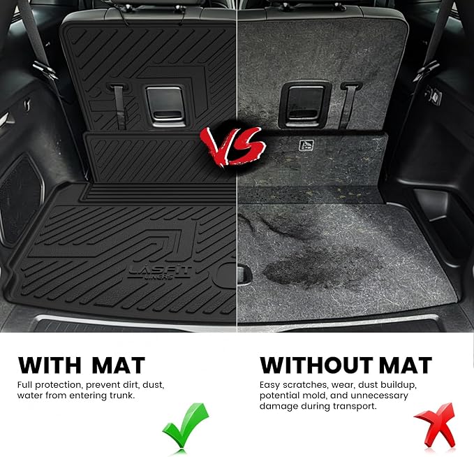 LASFIT Cargo Mats for Jeep Grand Cherokee L 2021-2025 2026 Accessories Rear Backrest Mats All Weather TPE Custom Fit Trunk Seatback Mats, Black