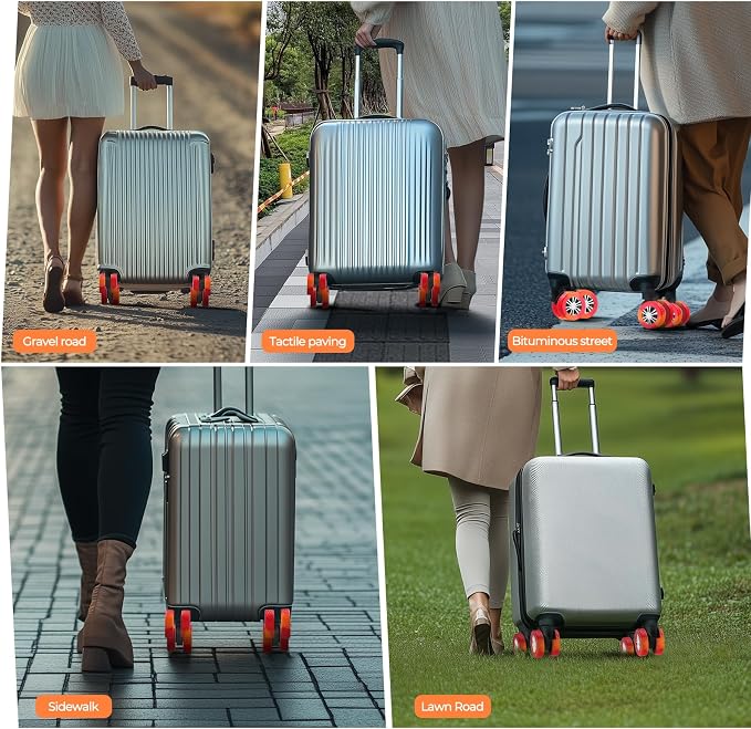 8Pcs Upgrade Luggage Wheel Covers,Travel Accessories (Bright Red/Orange) | Wear-resistant & anti-noise silicone covers. Fits 2-2.4" wheels. Protects suitcase wheels. Travel essential for suitcases