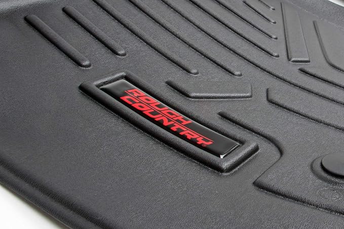 Rough Country All Weather Floor Mats Set for Dodge Ram 1500 Crew/Mega-Cab (2012-2018) - Custom Fit Floor Armor, Waterproof, Easy Clean