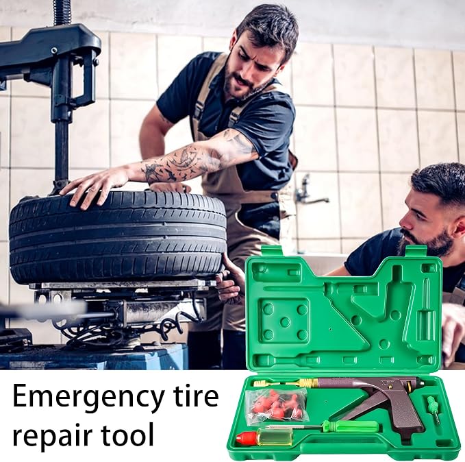 Tire Plug Kit, Tire Repair Kit, Mushroom Tire Plug Kit, Heavy Duty Tire Repair Tools for Tubeless Tires, Complete Set with Plug Gun and More for Truck, ARB, ATV, Tractor, RV, SUV, Trailer