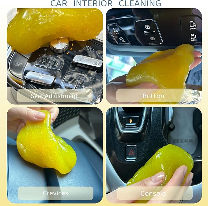 3-Pack Car Cleaning Gels Car Interior Cleaner Putty Slime Auto Detailing Tools Universal Dust Removal Cleaning Kit for Car Accessories Vents 4C Office Scented Lemon