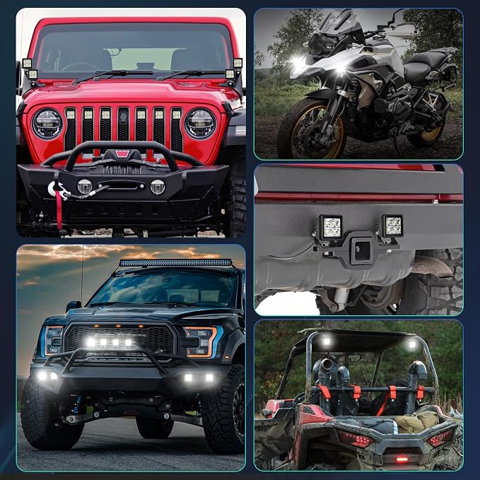 2 Inch Spot LED Pods 2" LED Light Bar Small Cube Lights 2x2 Square Wrok Lights 12V Waterproof Fog Light for Truck F150 Bronco Wrangler Toyota SUV Dirt Bike Motorcycle UTV ATV