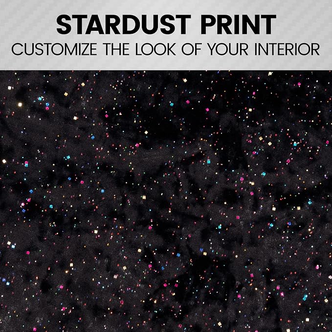 BDK Black Stardust Car Seat Covers for Front Seats, 2 Count.Glitter Pattern Front Seat Cover Set with Matching Headrest, Sideless Design for Easy Installation, Fits Most Car Truck Van and SUV (1 Pack)