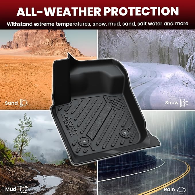 LASFIT All Weather Floor Mats & Cargo Mat for Lexus ES 2025-2019, Black | Only Fit ES 350 / ES 300h FWD, TPE, Tall Walls, 3D Custom Fit, Non-Slip, Easy Clean, Tool-Free Install, Safe Pedal Clearance