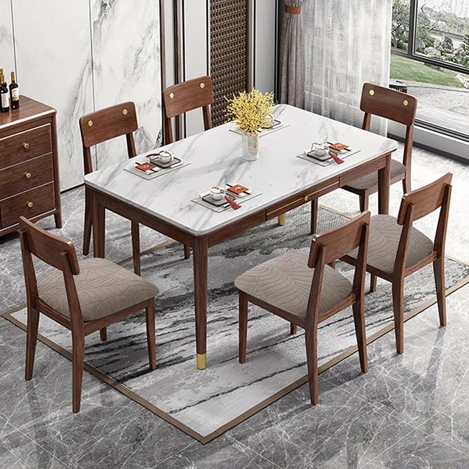Genina Waterproof Seat Covers for Dining Room Chairs, Stretch Chair Seat Covers Removable Washable Dinning Room Kitchen Chair Cushion Slipcovers (Leaves-Taupe, 2 PCS)