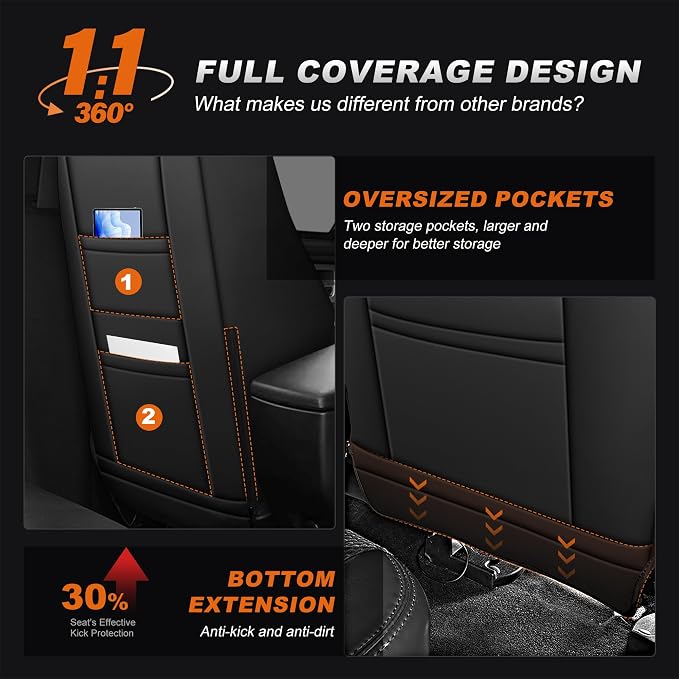 AOMSAZTO Custom Fit Seat Covers for Toyota RAV4 2013-2018 | Limited XLE SE Platinum Adventure (NOT for Hybrid) Full Set Faux LeatherAirbag Compatible Waterproof Black