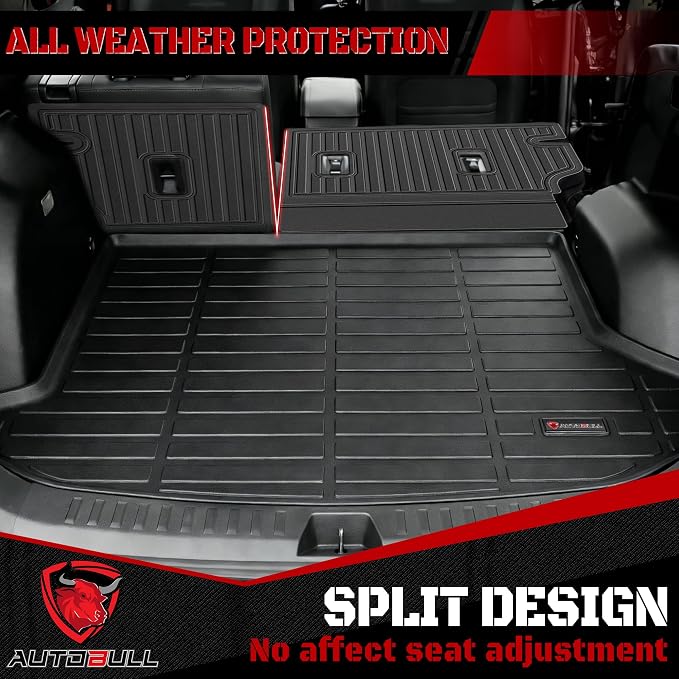 Floor Mats & Cargo Liner for Toyota Grand Highlander 2024 2025 2026 7 Seats (Hybrid&Gas), Car Mats Full Set,All-Weather TPE Protection,Backrest Mat & Trunk Mat,Black