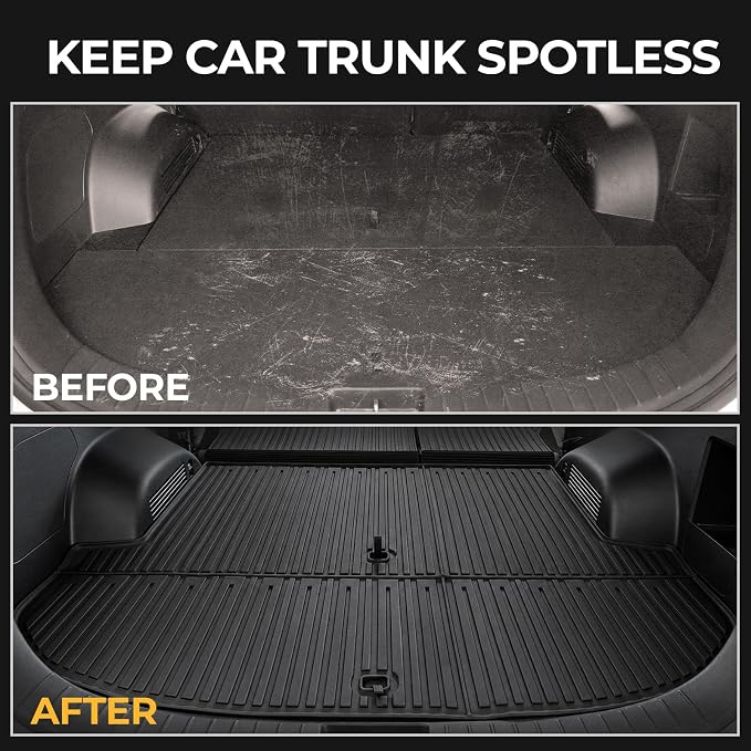 Floor Mats for 2021-2023 Hyundai Santa Fe Gas Accessories | Full-Coverage Set with Integrated Cargo Liner & Backrest Protector, Odorless & Durable, All-Weather Protection, 3D Laser Fit