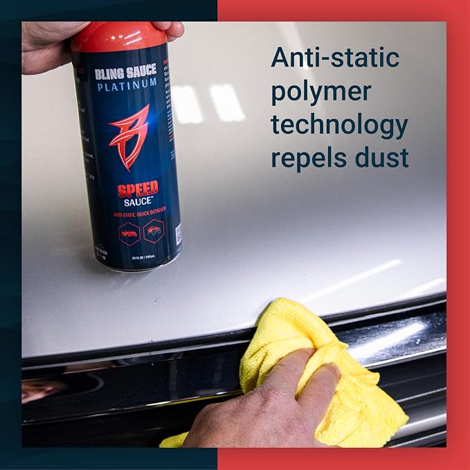 Bling Sauce Speed Sauce, Anti-Static Automotive Quick Detail Spray, 24 oz | Anti-static quick detailer boosts paint, chrome and trim gloss while repelling dust, fingerprints and light dirt