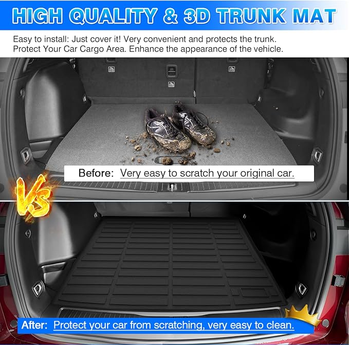 Cartist Custom Fit for Cargo Liner Jeep Cherokee 2014-2022 2023 All Weather Anti-Slip Rear Trunk Mat Waterproof TPE (NOT for Jeep Grand Cherokee)
