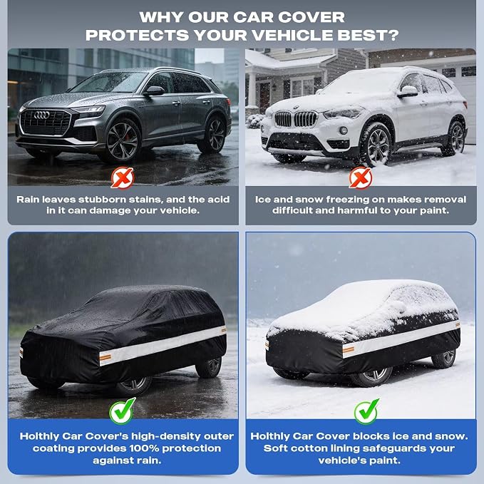 10 Layers Mini Van Car Cover Custom Fit for Chrysler Pacifica Minivan (2016-2026), Waterproof All Weather for Automobiles, Outdoor Full Cover Sun Dust Rain Protection with Cotton. Black
