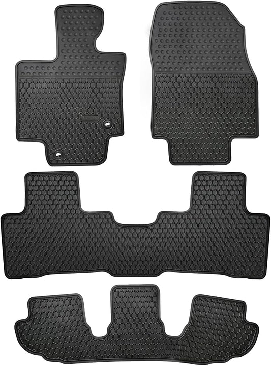 Car Floor Mats Custom Fit for 2020-2025 Toyota Highlander 7 Seats w/2nd Row Bench or Bucket Seats w/Center Console (No Hybrid) Black Rubber Auto Liner Mats All Weather Protection