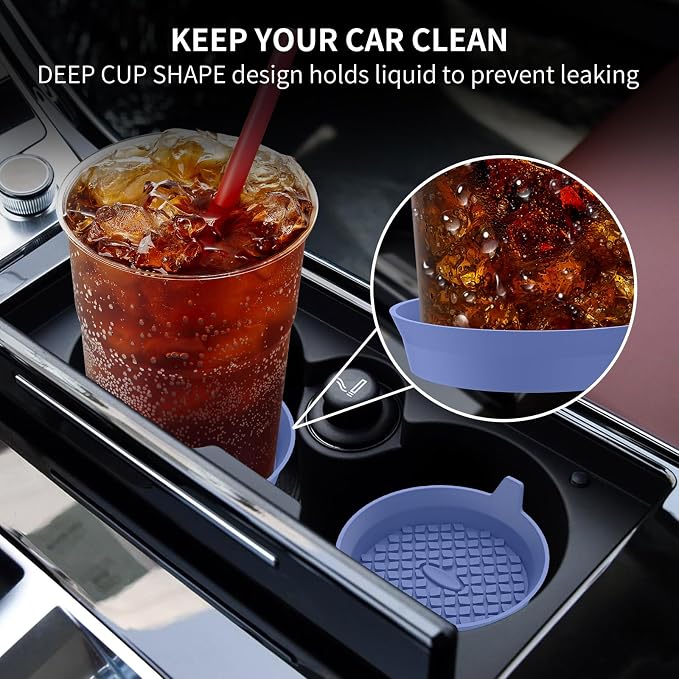 ME.FAN Car Cup Holder Coasters [4 Pack] Silicone Cups Mats, Automotive Universal Non-Slip Recessed Interior Accessories Navy Blue