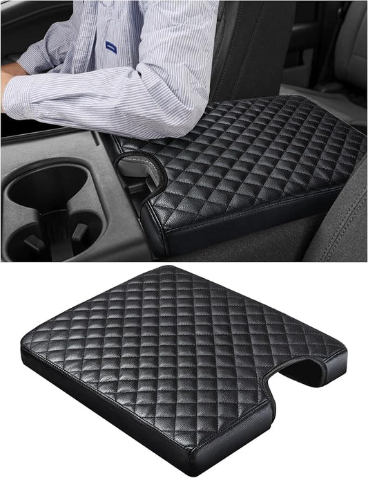 Sinvanho Center Console Cover for Ford F150 F250 F350 F450 F550 2015-2025 with 40/20/40 Jump Seat, PU Leather Middle Console Cover Armrest Seat Box Lid Protective Cover