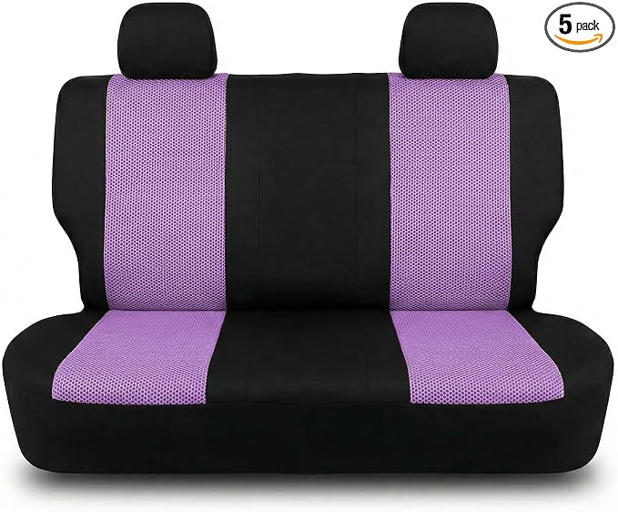 FH Group Automotive Rear Car Seat Covers for SUV, Trucks, Sedan and More - Universal Fit Rear Solid Bench Design Interior Accessories - 3D Mesh Fabric Center Panel - Purple