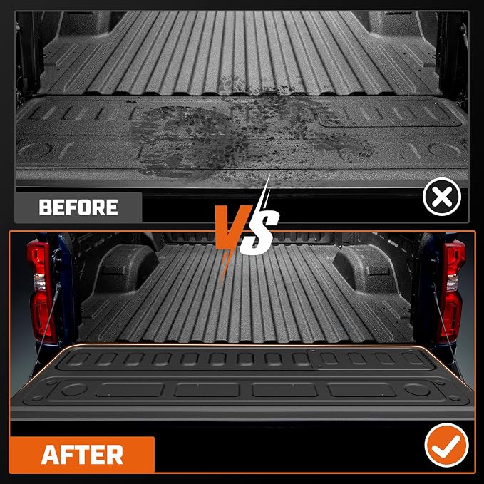 Mixsuper Floor Mats for 2019-2026 Chevy Silverado/GMC Sierra 1500 Crew Cab, 2020-2026 Chevrolet Silverado/GMC Sierra 2500HD/3500HD Crew Cab (Fit with Rear Under-Seat Storage Box) with Door Sill Guards