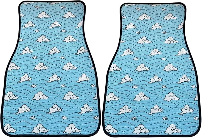 Anime Car Carpet Mat Set of 2 Front, WCLOUD Design Automotive Accessories Interior All Weather Floor Mats Decor with Non Slip Black Anti Skid Backing