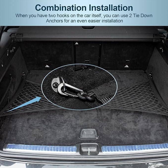 Cargo Net for SUV Trunk Net Organizer 35.4 x 11.8 inches, Elastic Heavy Duty Storage Mesh Net with Hooks Double-Layer Car Rear Cargo Net for Sedan, Vehicle