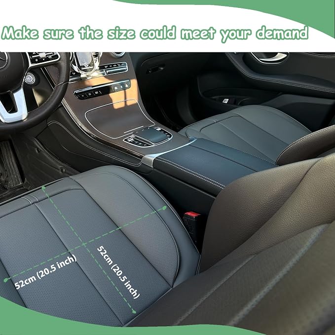 2 Pack Leather Front Car Seat Cover Bottom Only, Anti-Slip Padded Seat Cushion, Full Wrap Seat Protector with Storage Function Universal Fit for Most Cars, SUV, Pick-up Trucks (Grey)