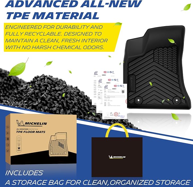 Michelin Vehicle Mats, All-Weather TPE Custom Fit Liner for 2011-2023 Dodge Charger AWD/Chrysler 300 AWD, Premier