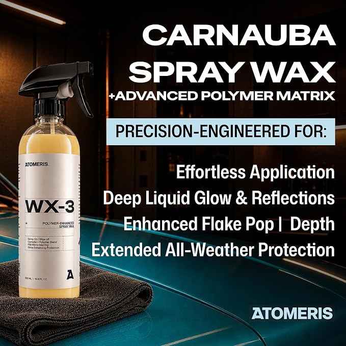 ATOMERIS™ WX-3 Spray Wax for Cars - 16.9 fl oz - Carnauba Polymer-Enhanced Blend - Gloss Enhancing Protection - Fills Micro-Marring