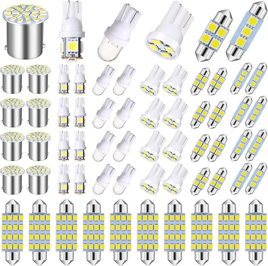 Frienda 70 Pcs Interior Lights LED Car Bulb Kit Set Dome Light 31 36 41 mm 12v De3175 6411 T10 2825 6612f 6615f for Dome Map Read Door Trunk Glove Box License Plate Cargo Courtesy(White)