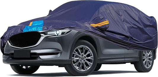 Car Cover Waterproof All Weather, 6 Layers Outdoor Full Exterior Cover Rain Sun UV Snowproof Protection with Zipper Cotton, Mirror Pocket for Mazda CX-5