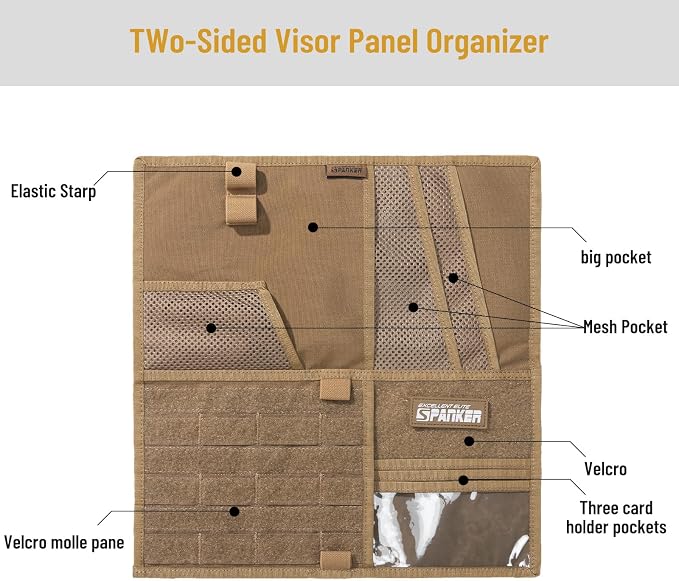 EXCELLENT ELITE SPANKER Tactical Visor Panel Organizer for Pickup F150 Large Molle Vehicle Sun Visor Holder Car Sunshade Storage Pouch | Pickup F150, Large, Molle Vehicle Sun Visor Holder, Car Sunshade Storage Pouch