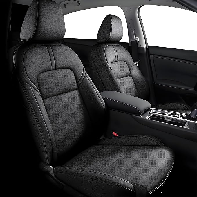 AOMSAZTO Seat Covers for Nissan Sentra: 2020 2021 2022 2023 2024 2025 S SV | Custom Fit Full Set Leather Cushion Car Seats Cover Black