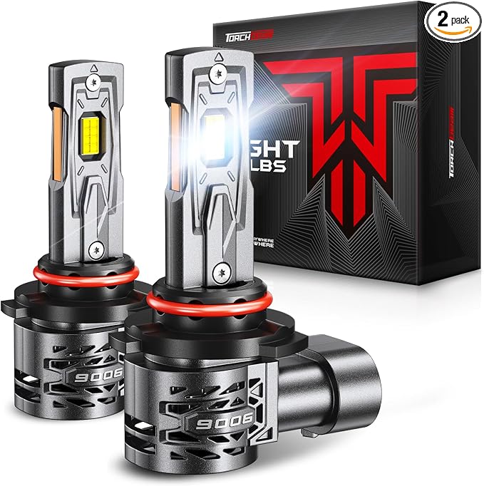 Torchbeam Automotive 9006 LED 65000LM Bulbs, Ultra-Focused 6500K Beam, Plug & Play Replacement, Pack of 2