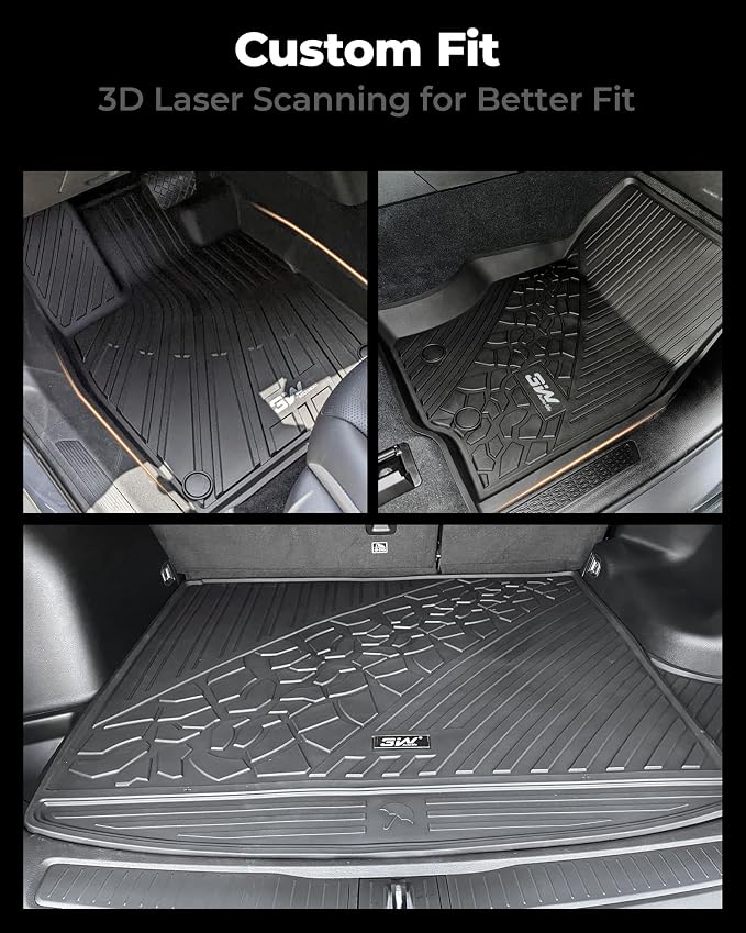 3W Floor Mats & Cargo Liner Fit for Volkswagen ID.4 2021-2026 (Non-Adjustable Carpet Floor), All Weather ID4 Custom Floor Liner Set for ID4, Black, Cargo Liner Only for Upper Trunk Area