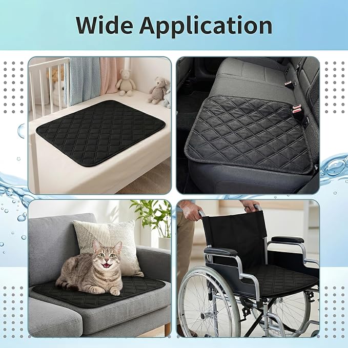 4 Pack Waterproof Chair Pads for Incontinence, 21" X 22" Absorbent Seat | Protector Pads Reusable Wheelchair Seat Pad Non-slip Waterproof Chairs Covers for Wheelchair, Bed, Elder and Pet