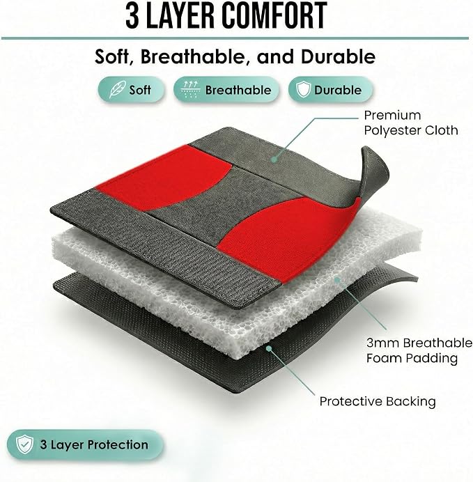FH Group Car Seat Covers Full Set Cloth - Universal Fit Automotive Seat Covers, Low Back Front Seat Covers, Solid Back Seat Cover, Washable Car Seat Cover for SUV, Sedan and Van Red